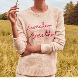 🆕️ LOFT 'Sweater Weather' Graphic Sweater with Embroidery Motif NWOT